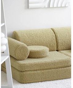 Canapea pentru copii verde cu tapițerie din țesătură bouclé 132 cm Settee – Wigiwama