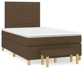 vidaXL Pat box spring cu saltea, maro închis, 120x190 cm, textil
