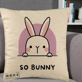 Perna Decorativa So Bunny Kawaii, 40x40 cm, Bej, Husa Detasabila, Perna Inclusa, BEKZ®