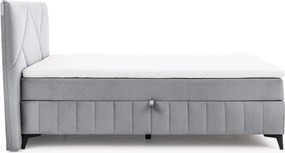 Pat boxspring Wasil 180x200 cu spațiu de depozitare - catifea cenușie hidrofobă Element 24
