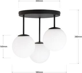 Lustră aplicată MOONLIGHT, 3 x E27, 15 W, 230 V, neagră