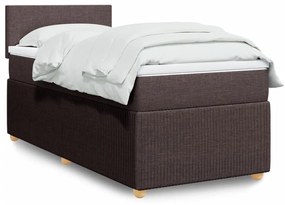 3287307 vidaXL Pat box spring cu saltea, maro închis, 90x190 cm, textil