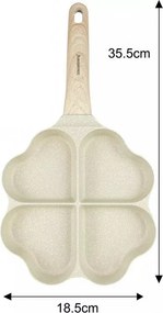 Tigaie cu 4 compartimente Klausberg KB 7819, 19 cm, în formă de inimă, acoperire marmorată, compatibilă cu plitele cu inducție, bej