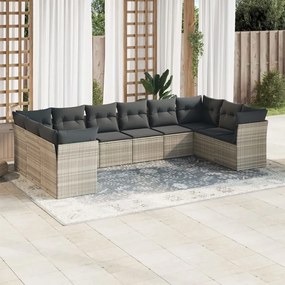 vidaXL Set canapele de grădină cu perne 10 piese gri deschis poliratan