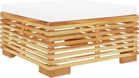 vidaXL Suport de picioare pentru grădină cu pernă crem lemn masiv tec