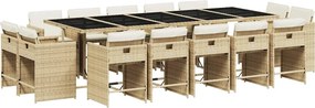 vidaXL Set mobilier de grădină cu perne, 15 piese, bej, poliratan