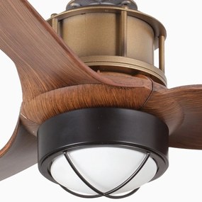 Lustra cu Ventilator si telecomanda JUST FAN XS LED auriu vintage/maro
