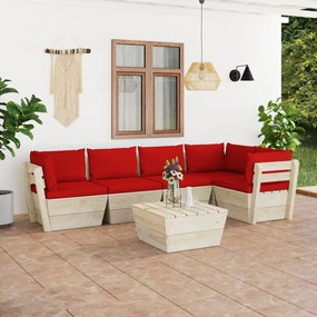 vidaXL Set mobilier grădină din paleți cu perne, 6 piese, lemn molid