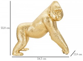 Figurina decorativa aurie din polirasina, 24,3x13,9x26,5 cm, Gorilla Mauro Ferretti