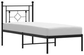 374329 vidaXL Cadru de pat metalic cu tăblie, negru, 75x190 cm