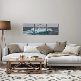 Tablou - Valuri pe ocean (cu ceas) (90x30 cm)