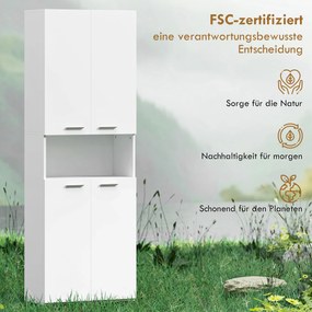 HOMCOM Dulap de baie înalt de 174 cm cu coș de rufe basculant și uși Soft-Close, Alb | Aosom Romania