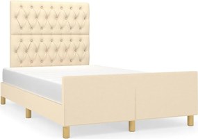 vidaXL Cadru de pat fără saltea, crem, 120x200 cm, textil