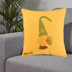 Perna Decorativa Gnom Nordic cu Cana Calda Menta, 40x40 cm, Galben, Husa Detasabila, Perna Inclusa, BEKZ®