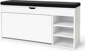 Dulap pentru pantofi cu loc de șezut și rafturi retractabile GRADIA, 100 x 34 x 50 cm, alb