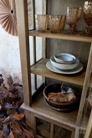 Vitrina din lemn masiv si furnir, natur, cu 2 usi si rafturi, aspect rustic, Marseille