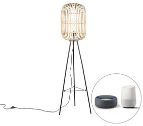 Lampă de podea inteligentă rustică din ratan cu Wi-Fi A60 - Manila