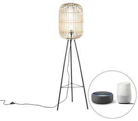 Lampă de podea inteligentă rustică din ratan cu Wi-Fi A60 - Manila