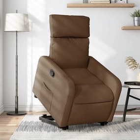 vidaXL Fotoliu rabatabil cu ridicare pe verticală, maro, textil