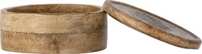 Cutie decorativă cu capac din lemn de mango, cu model gravat, natur, 19,5x9,5 cm, „Moya"