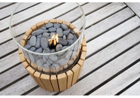 Lampă cu gaz cu suport din lemn de tec Cosi Scoop Timber, înălțime 30 cm