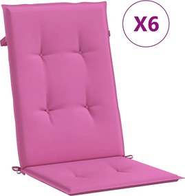 vidaXL Perne de scaun spătar înalt, 6 buc., roz, textil