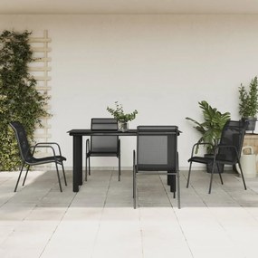 vidaXL Set mobilier de grădină, 5 piese, negru, oțel și textilenă