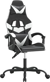 vidaXL Scaun de jocuri, negru și alb, piele ecologică