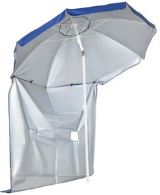 Outsunny Umbrelă de Plajă cu Acoperiș Înclinabil la 45°, Ferestre și 2 Buzunare, Ø191x211 cm, Albastru | Aosom Romania