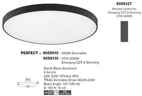 Plafoniera LED moderna design slim PERFECT 100cm negru CCT Dimmable