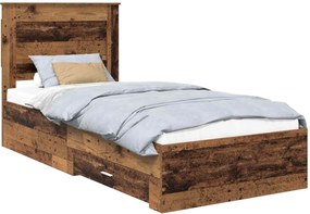 vidaXL Cadru de pat cu sertar cu headboard cu depozitare Lemn compozit