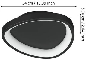 Plafonieră LED dimabilă Eglo 901584 LORETELLO LED/12W/230V negru + telecomandă