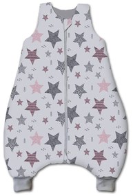 Sac de dormit cu picioare pentru copii 6-18 luni Kidizi All Pink Stars 1 tog, mansete transformabile in soseta