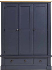 Dulap lemn masiv natur London 3 Usi Albastru/, 155 × 58 × 200 cm