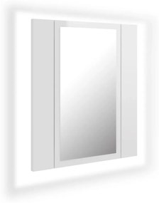 804953 vidaXL Dulap de baie cu oglindă și LED, alb extralucios 40x12x45 acril