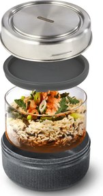 Cutie pentru pranz cupa din sticla Black+Blum GR-LB-L015, 0,75 L, Fara BPA, Gri inchis