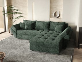 Colțar extensibil dumonde cu ladă de depozitare si sezut confortabil din spuma high-density, Loana Euphoria Green II 270x185 cm