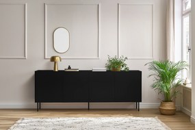 Comodă cu picioare metalice Desin 220 cm - negru mat / stejar nagano