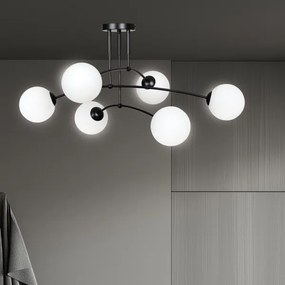 Lustră pe tijă PREGOS 6xE14/10W/230V negru/alb