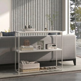 HOMCOM Masă Consolă de Intrare Subțire cu Partea Superioară Deschisă, Dulap Consolă din Oțel și PAL, 100x30x87 cm, Alb | Aosom Romania