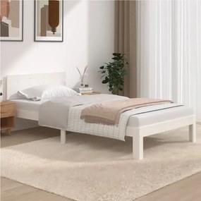 810486 vidaXL Cadru de pat, alb, 100x200 cm, lemn masiv de pin