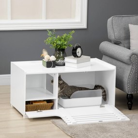 PawHut Dulap pentru pisici cu 2 rafturi Design 2 în 1, Ușă magnetică Alb | Aosom Romania