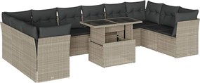 vidaXL Set canapele de grădină cu perne, 11 piese, gri, poliratan