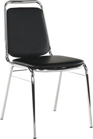 Scaun ZEKI, negru, piele ecologica/metal, 45x58x82 cm
