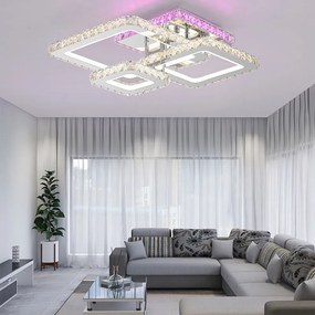 Lustra LED Cu Telecomanda, Elit's, Cristal, 3 Patrate, Alb, 80W RGB