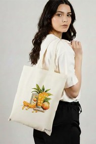 Sacosa de Panza pentru Cumparaturi, Geanta Tote, model Books and summer 38 x 34.5 cm, Alba, BEKZ®