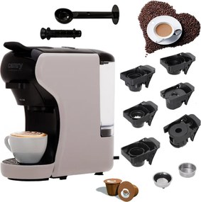 Espressor pentru cafea macinata si capsule 9in1 Camry CR 4414, 3000 W, 19 bar, Bej/Negru
