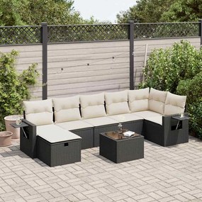 3325512 vidaXL Set mobilier de grădină cu perne, 8 piese, negru, poliratan