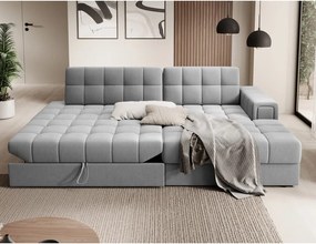 Colțar gri extensibil cu tapițerie din catifea (cu colț pe partea dreaptă/cu șezlong) Blezalt – ELTAP
