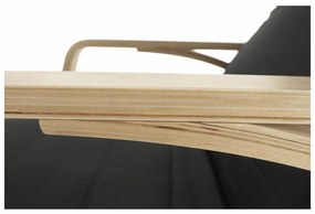 Fotoliu balansoar, lemn natural de mesteacăn, material textil gri, SIVERT